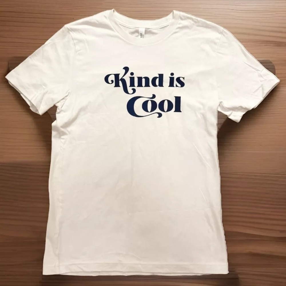 KIND IS COOL T-Shirt Womens White SPIRITUAL LOVE LIFE PEACE YOGA VIBES Graphic T - Picture 2 of 7